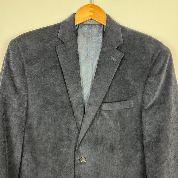 Chaps Sport Coat Blazer Jacket Mens 42R Navy Blue Corduroy Two Button Business - Picture 3 of 11